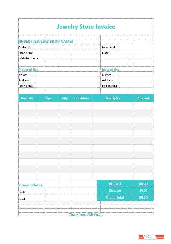 Jewelry Store Invoice Template PSD template